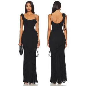 Majorelle Teagan Maxi Dress One Shoulder Ruffle Formal Evening Elegant Prom XXS